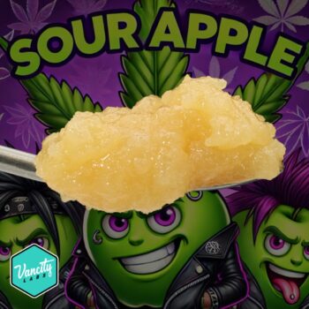 Close-up of Sour Apple FSE by VanCity Labs – premium full-spectrum extract with vibrant flavors, high THC Canada, best extracts online Canada, cheap dabs