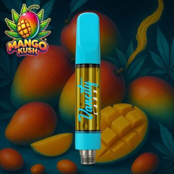 Mango Kush THC vape – tropical fruit vape pen with hybrid effects.