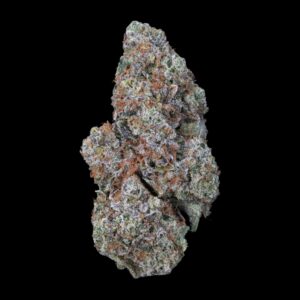 Close-up of Fruity Pebbles OG cannabis flower – colourful, trichome-rich hybrid bud by VanCity Labs.